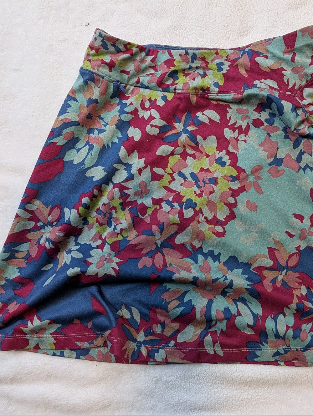 REI Floral Print Skirt in Navy, Burgundy & Teal